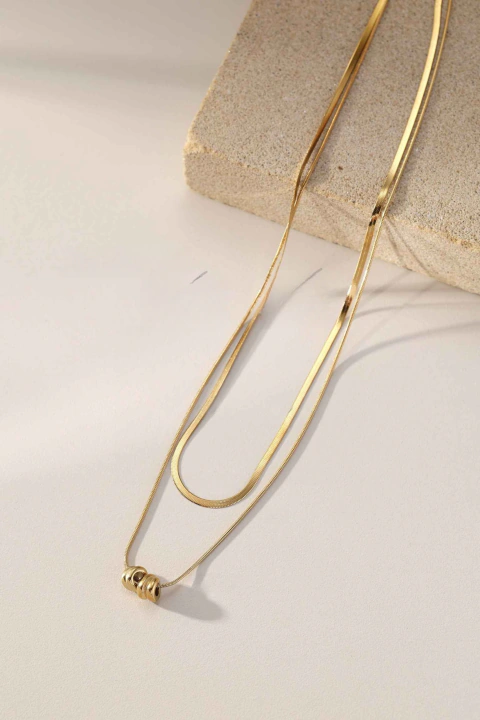 CADENA Acero Dorado Doble con Dije (903)