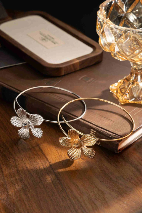 BRAZALETE Fantasia Dorado y Plateado con Flor (47)
