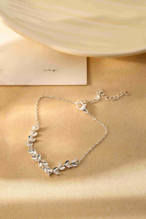 PULSERA Acero Blanco con Hojitas de Strass