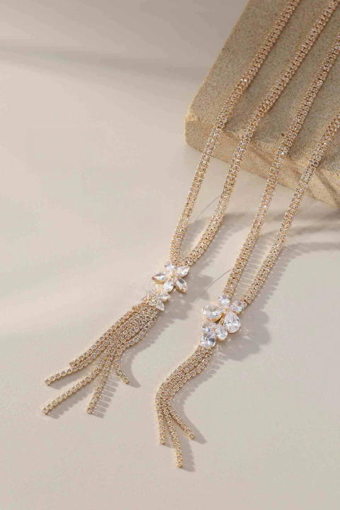 Corbatero Bronce Dorado con Strass y Cubic — Glam Total
