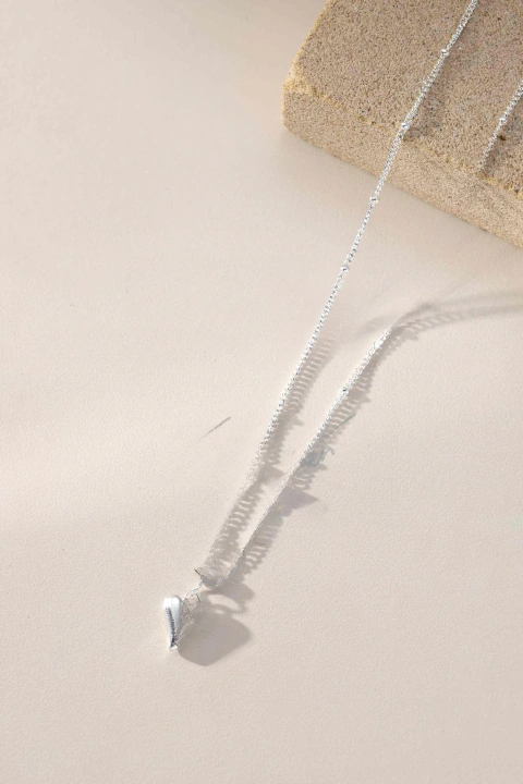 CADENA Acero Blanco con Dije Corazón Inflado (910)