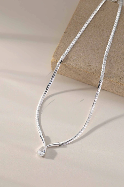 CADENA Acero Blanco Rígida con Dije Cubic (905)