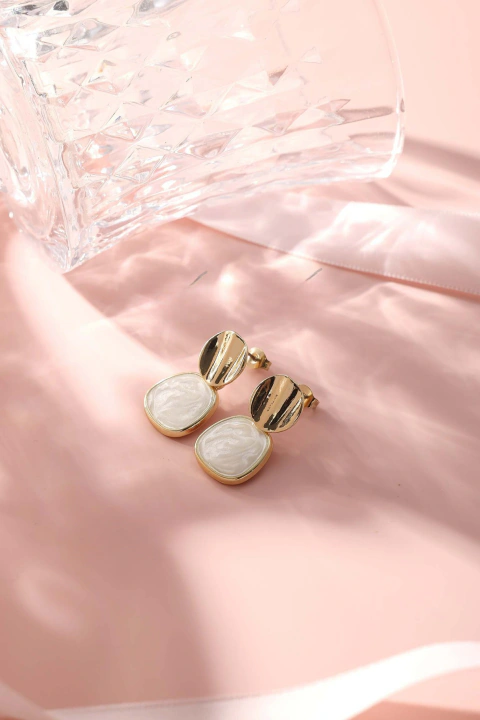 ARO Pasante Acero Dorado con Colgante Esmaltado Tira x12 Pares