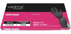 LUVA VERTIX LATEX BLACK CX C/10UN LUVA PRETA