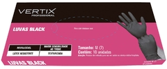 LUVA VERTIX LATEX BLACK CX C/10UN LUVA PRETA - BelaBelleza