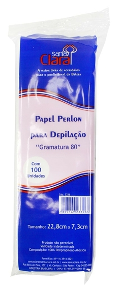 PAPEL PARA DEPILACAO SANTA CLARA C/100 FOLHAS PERLON GRAM 80