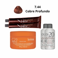 Tinta Louro Cobre Profundo Kostume 7.44 + Mascara Intensificadora