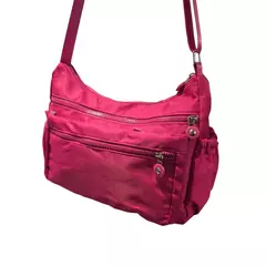 Bolsa Lateral Transversal Lisa Casual 3 Compartimentos Cor:Rosa Pink