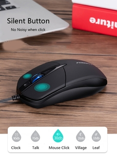 FORKA USB Mouse de Computador com Fio Silencioso Clique LED - Malybull Store