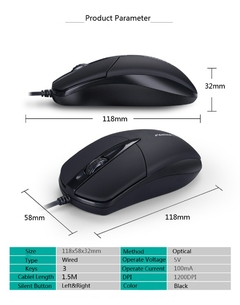 Imagem do FORKA USB Mouse de Computador com Fio Silencioso Clique LED