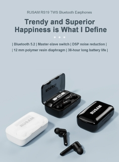 RUSAM RS19 5.2 Fones de ouvido Bluetooth TWS com Cancelamento de Ruído na internet