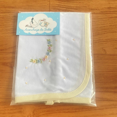 Pano de Chupeta com Prendedor - Floral Amarelo