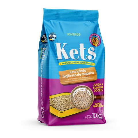 Areia Higiênica de Madeira Kets 10kg