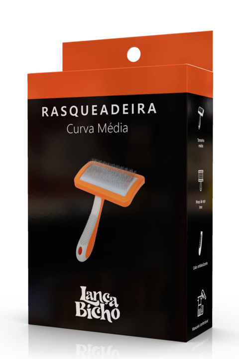 Rasqueadeira Pet Curva Media Sem Bolinha Lança Bicho Cor Laranja