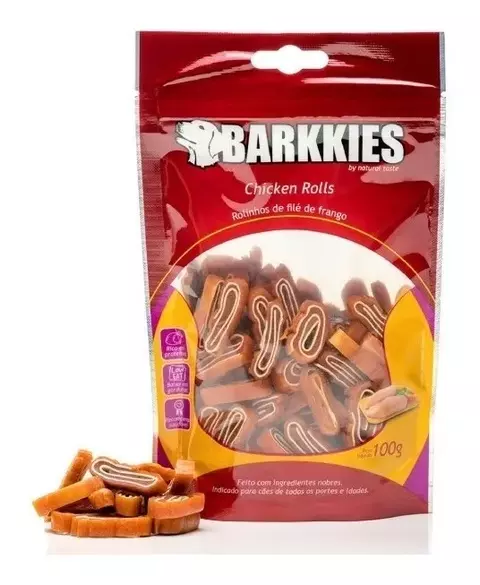 Petisco Natural Para Cães Barkkies Chicken Rolls