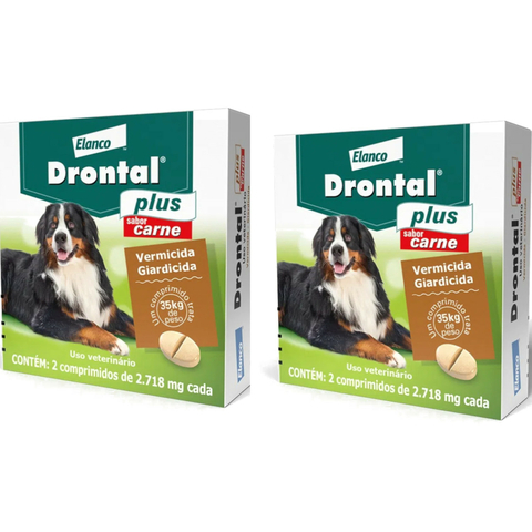 Kit com 2 Vermífugo Drontal Plus Cães até 35kg Com 2 Comprimidos