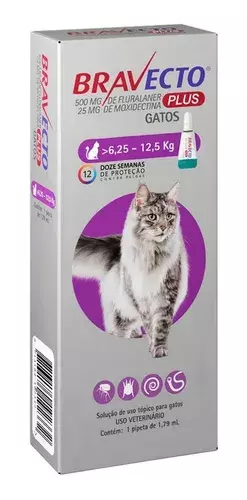 Bravecto Plus Gato 6,25 A 12,5 kg Transdermal Com Vermífugo