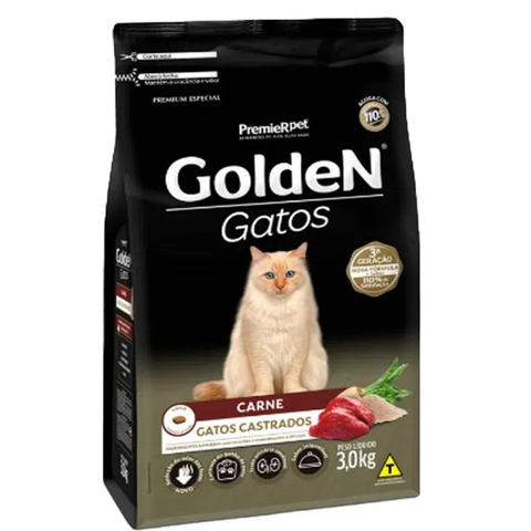 Ração Golden Gato Castrado Carne 3kg