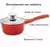 Panela Ecolumi 16 cm, Revestimento Cerâmico Interno, Cabo Soft-Touch, Tampa de Vidro - comprar online