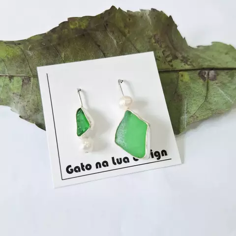 Brinco verde sea glass