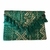 Handmade Embroidered Chiapas Green Clunch Bag with Gold Embroidery