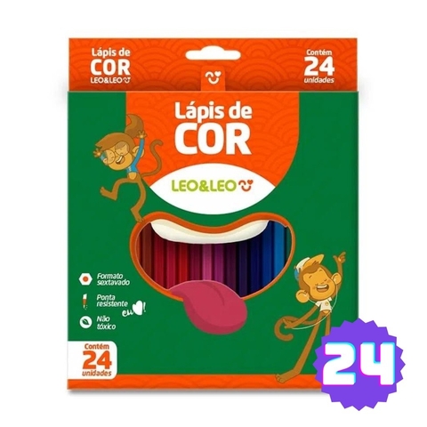 LAPIS 24 CORES RESINA SEXTAVADO FLEX LEOELEO