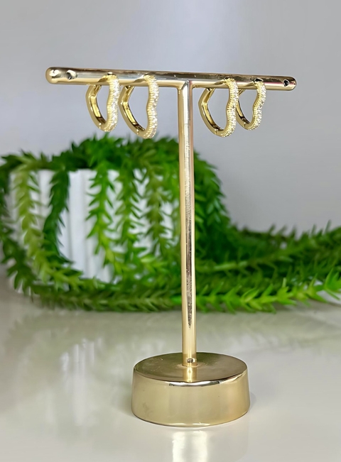 DUPLA DE BRINCOS ARGOLINHAS CORAÇÃO COM 1 ZIRCO