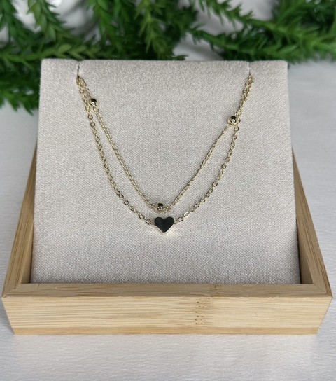 TORNOZELEIRA DUPLA BOLINHAS/CORAÇÃO LISO