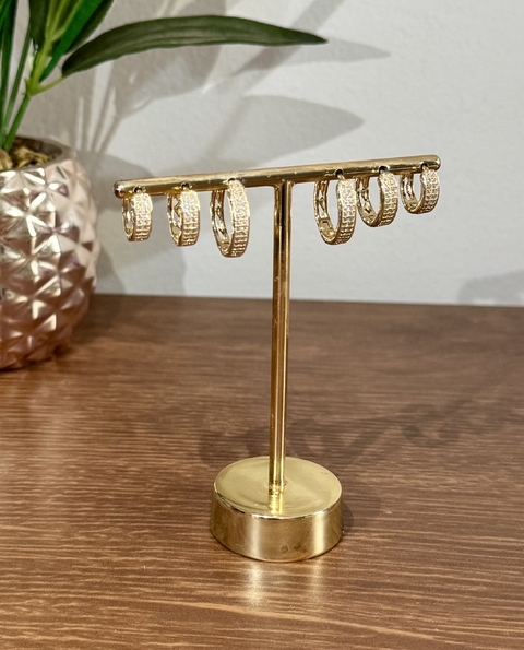 TRIO ARGOLINHA 2 FILEIRAS ZIRCO LATERAL QUADRADA