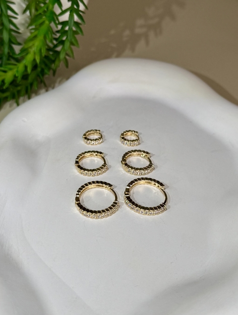 TRIO DE BRINCOS ARGOL. 1 FILEIRA ZIRCO - comprar online