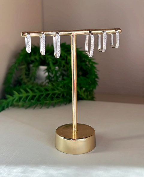 TRIO DE BRINCOS RETANGULAR - comprar online