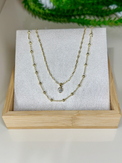 TORNOZELEIRA DUPLA BOLINHAS E PONTO DE LUZ