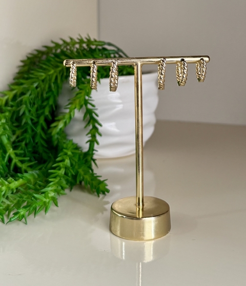 TRIO DE BRINCOS ARGOLINHA TORCIDA - comprar online