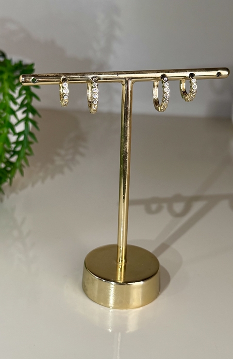 DUPLA DE BRINCOS 1 FILEIRA BOLINHAS ZIRCO - comprar online