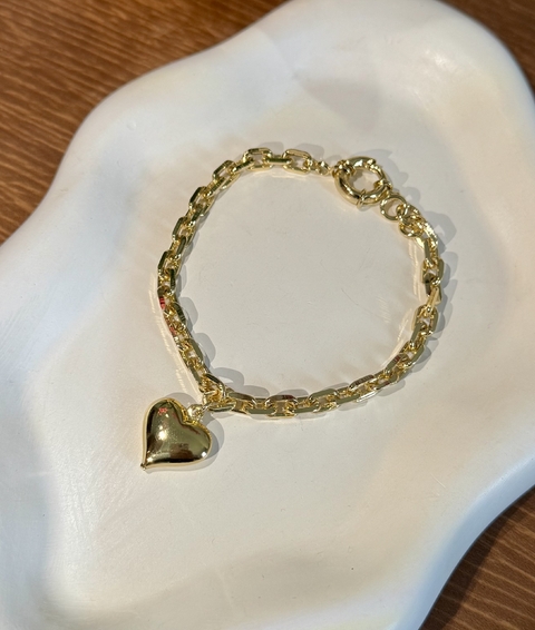 PULSEIRA ELOS RETOS FECHO BOIA CORAÇÃO LISO