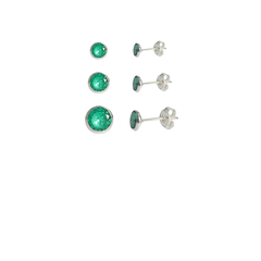 Trio de Brincos Zircônia Verde Claro