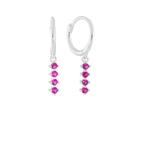 Brinco Argola Pingente Rosa Fúcsia