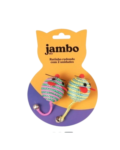 Brinquedo Gato Ratinho Redondo Jambo 2 Unidades