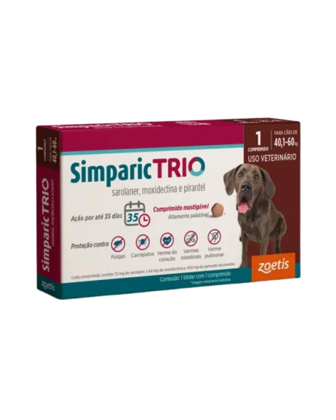 Simparic Trio 72mg Caes de 40,1kg A 60kg - 1 Comprimido