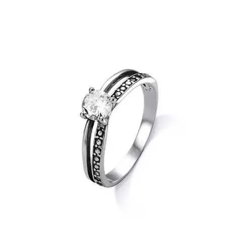 Anel Solitário Prata 925 Legítima Zircônia Cristal Aro Duplo Feminino Immagine Prata