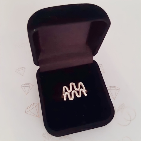 Anel Zodíaco Aquário Prata 950