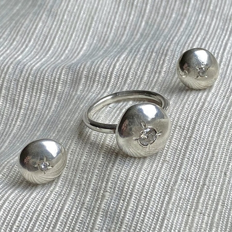 Conjunto Meia Bola Prata 950