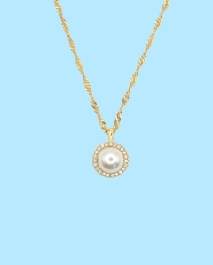 Colar pérola com 23 micro zircônia - loja online