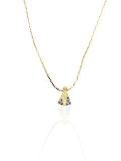 Colar nossa senhora com 8 micro zircônia azul - comprar online