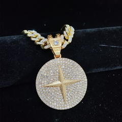 Pingente Redondo Estrela + Corrente Cubana - Ice Hype Store