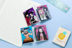 Kit com 4 Blocos de Anotações Anime Demon Slayer Sticky Notes Memo Pad - 80 Folhas