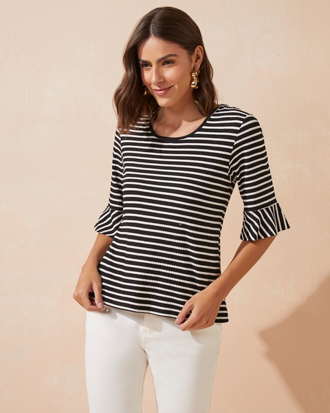 BLUSA CANELADA LISTRADA