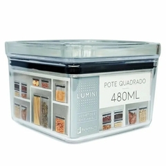POTE HERMETICO 480ML ACRILICO LUMINI QUADRADO