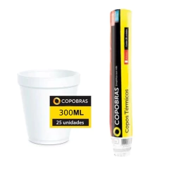 COPO ISOPOR 300ML BRANCO COPOBRAS 25UN - REF.CCT-300