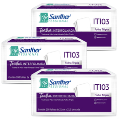 PAPEL TOALHA INTERFOLHADO FOLHA TRIPLA SANTHER PROFESSIONAL 600FL - REF.ITI03